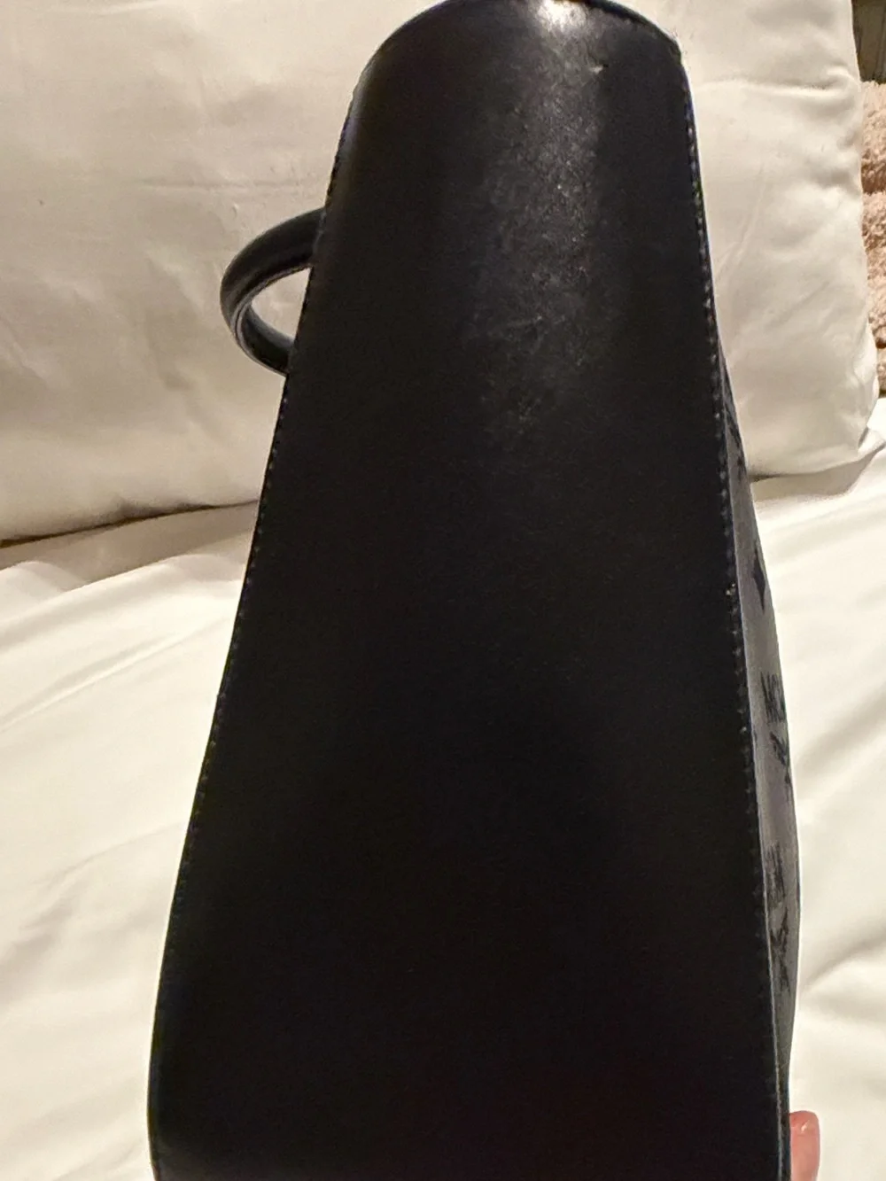 MCM vintage black Visetos monogram coated canvas tote
